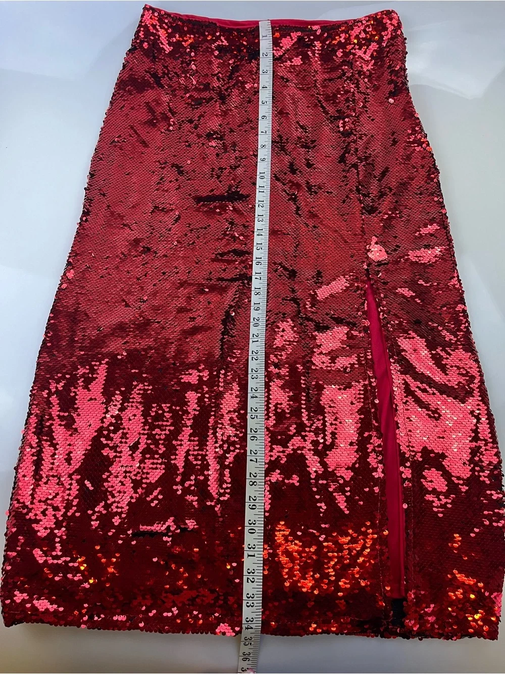 Vici Red Glittered Midi Skirt N259-27